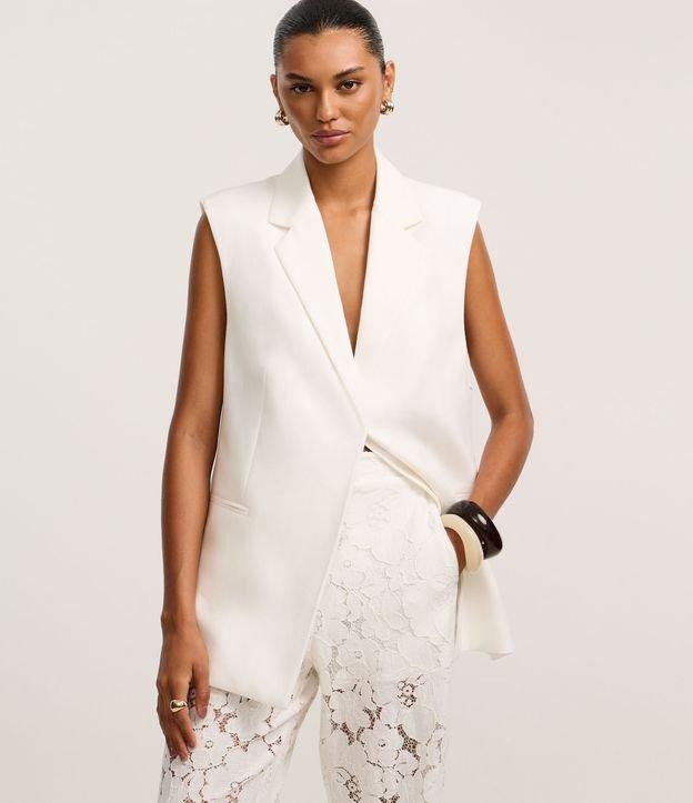 Colete Acinturado Longo com Fivela Ajustável nas Costas - 1