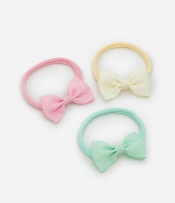 Kit 03 Faixas de Cabelo Infantil com Laço - Tam U