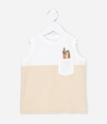 Regata Infantil com Bolso de Jacaré Texturizada - Tam 1 a 6 Anos