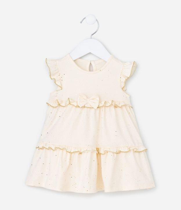 Vestido Infantil com Babados e Aplicação de Brilhos - Tam 0 a 18 meses - 1