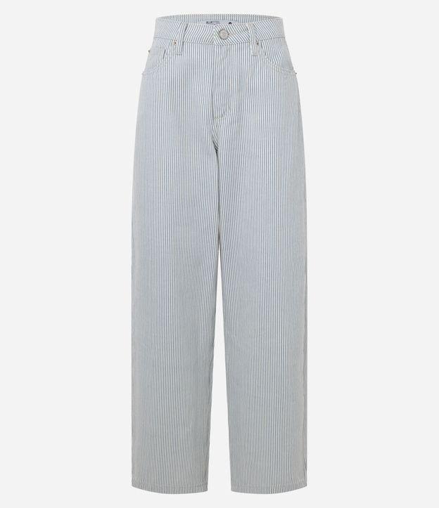 Calça Baggy Listrada em Sarja com Bolsos - 1