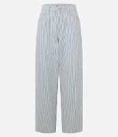 Calça Baggy Listrada em Sarja com Bolsos - 1