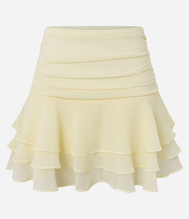 Saia Godê Curta em Chiffon com Franzidos e Babados - 1