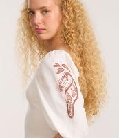 Blusa Cropped em Ribana com Manga Bufante e Estampa de Tucano - 1