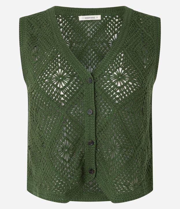 Blusa em Tricô de Efeito Crochê com Barra V - 1