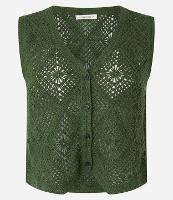 Blusa em Tricô de Efeito Crochê com Barra V - 1