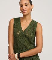 Blusa em Tricô de Efeito Crochê com Barra V - 2