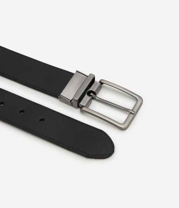 Cinto Dupla Face em Couro de Camurça e Napa com Fivela Giratória - 1