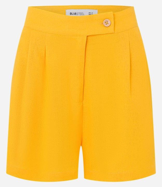 Short Cintura Alta em Viscolinho com Pregas e Bolsos - 1