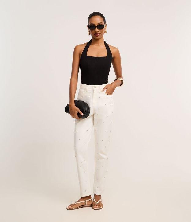 Calça Mom Comfort em Sarja com Brilho - 1