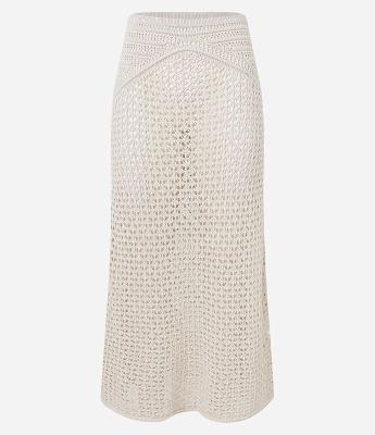 Saída de Praia Saia Midi em Tricô com Pala Trabalhada