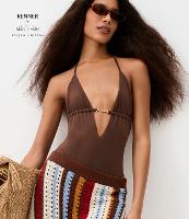 Maiô Cavado em Microfibra com Recorte e Aviamento Metalizado - 1