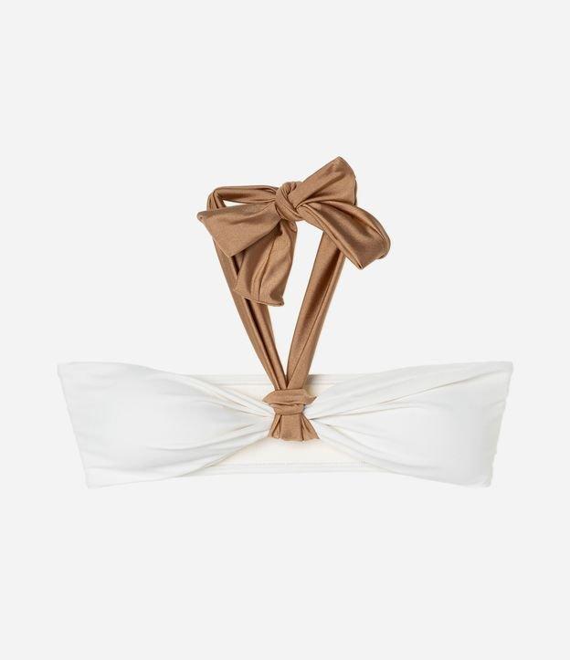 Biquini Top Bandeau em Microfibra com Amarração Metalizada - 1