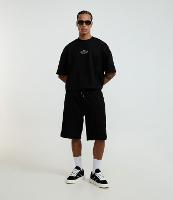 Bermuda Baggy em Moletom com Detalhes em Recortes - 1