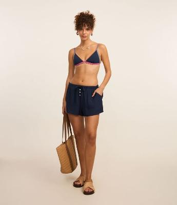 Saída de Praia Short em Viscose com Bolso e Amarração