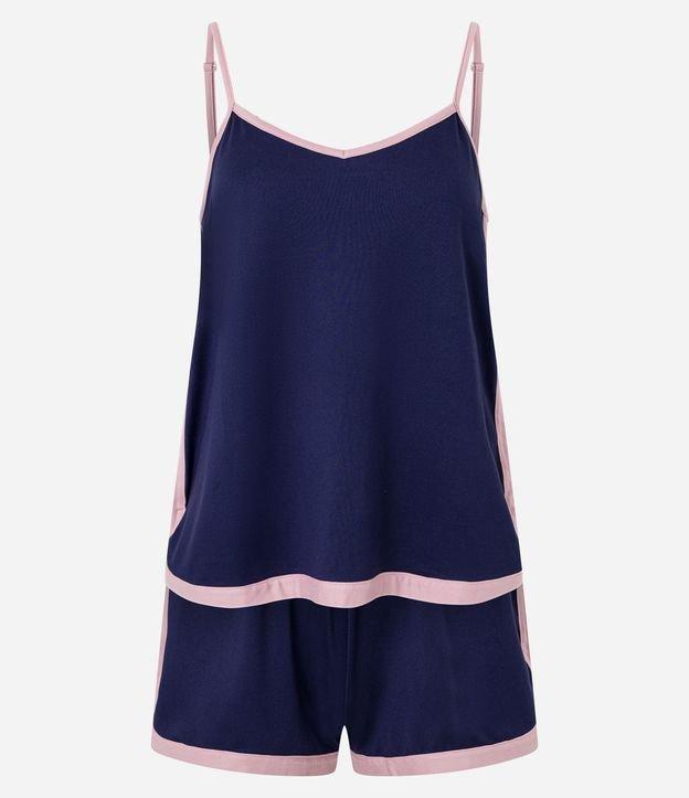 Pijama Short Doll com Alcinha e Vieses Contrastes - 1