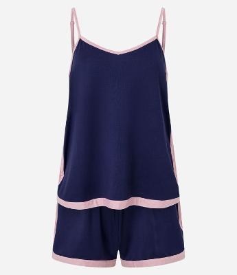 Pijama Short Doll com Alcinha e Vieses Contrastes