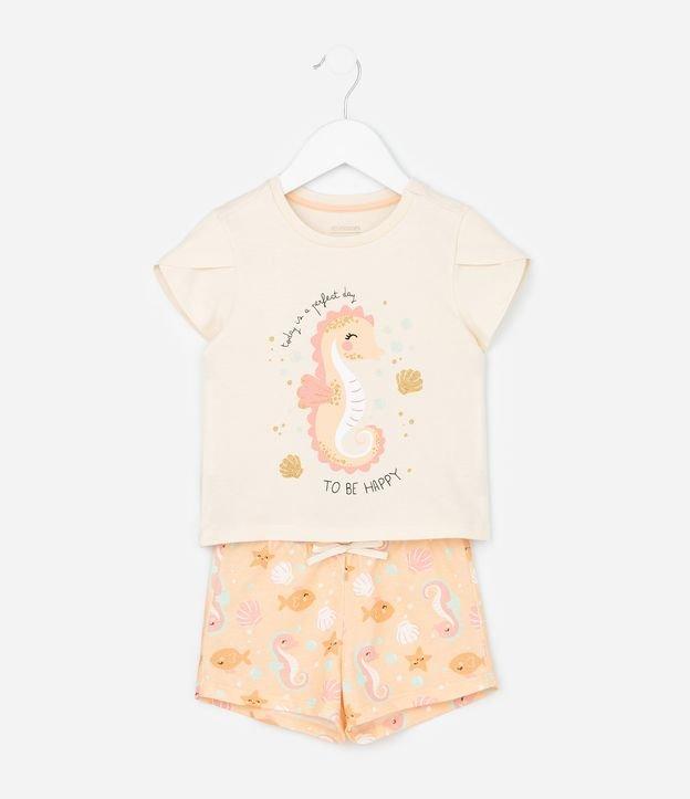 Pijama Curto Infantil em Algodão com Estampa de Cavalo Marinho - Tam 2 a 4 Anos - 1