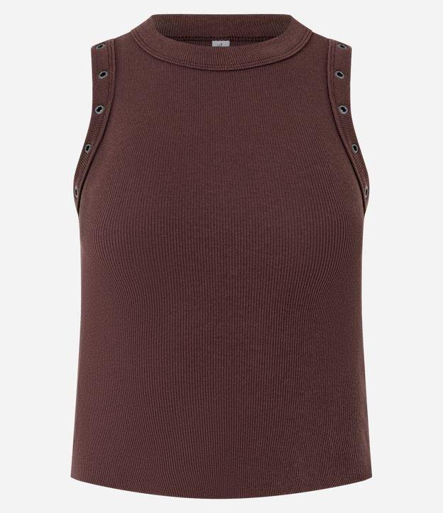 Blusa Regata em Ribana com Aviamento nos Viés - 1