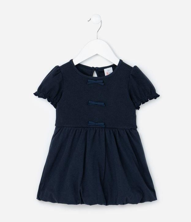 Vestido Infantil Balonê com Aplicação de Lacinhos - Tam 0 a 18 Meses - 1