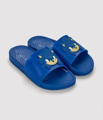 Chinelo Slide Infantil com Patch do Sonic - Tam 23/24 ao 37