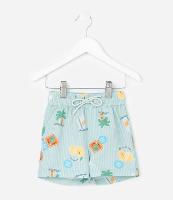 Bermuda Infantil de Banho com Estampa Listrada de Praia e Limões - Tam 1 a 6 Anos - 1