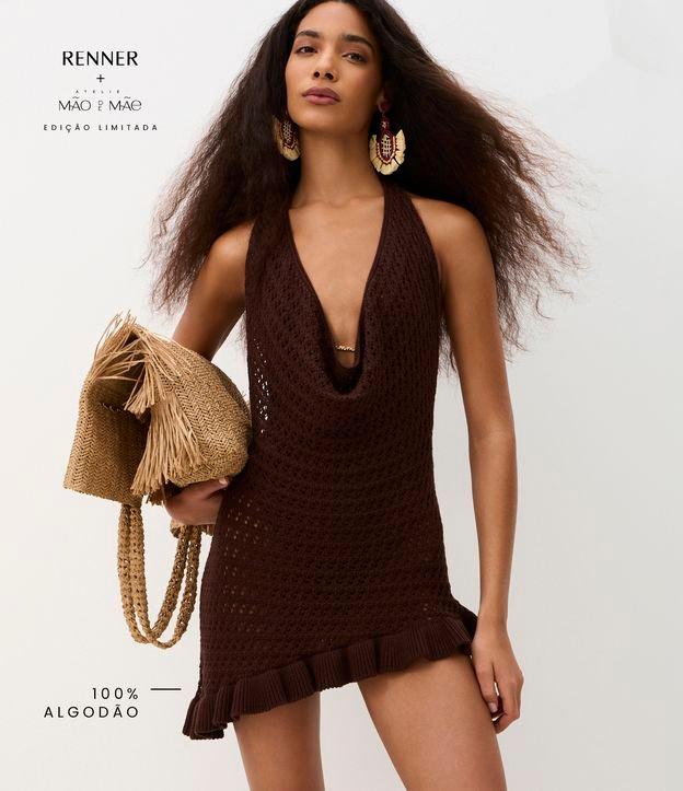 Saída de Praia Vestido em Tricô com Decote Degagê - 1