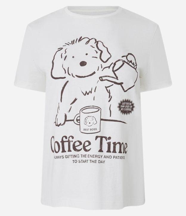 Camiseta T-shirt em Algodão com Estampa de Cachorrinho no Coffee Time - 1