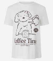 Camiseta T-shirt em Algodão com Estampa de Cachorrinho no Coffee Time - 1