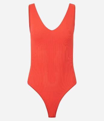 Body Regata em Poliamida com Decote em V