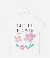 Camiseta Infantil Slim com Estampa de Flores com Glitter - Tam 7 a 16 Anos - 1