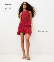 Saia Curta em Tricô com Ponto Vazado e Barra Franzida - 1