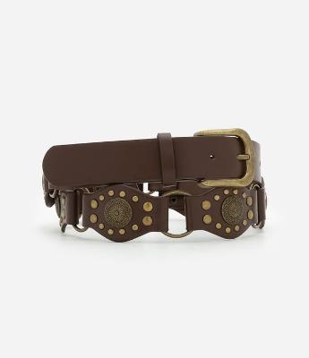 Cinto Médio com Rebites e Intercalado por Argolas Curve & Plus Size