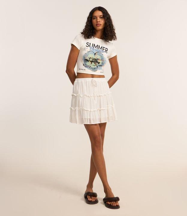 Saia Curta em Viscose com Babados e Fios Metalizados - 1