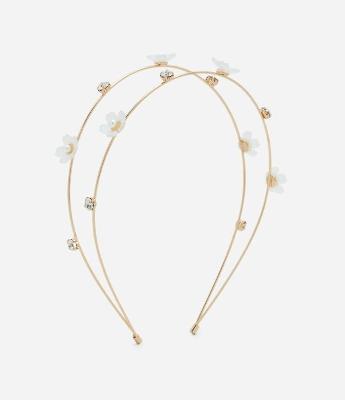 Tiara em Metal com Flores e Strass - Tam Único