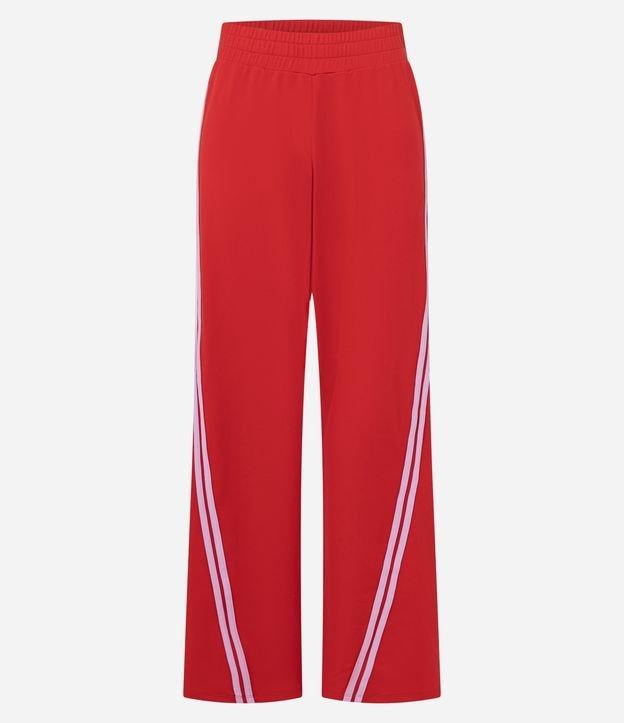 Calça Wide Leg Esportiva em Moletinho com Listras Laterais - 1
