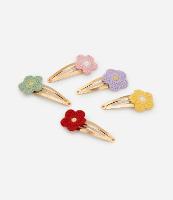 KiKit 05 Presilhas de Cabelo Infantil com Flores de Crochê - Tam Único - 1