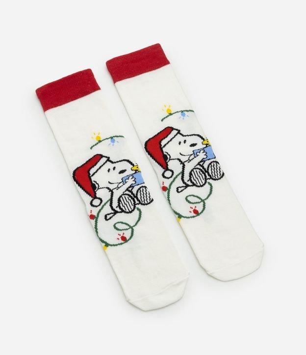 Meia Cano Alto em Algodão com Estampa Snoopy Natalino - 1
