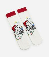 Meia Cano Alto em Algodão com Estampa Snoopy Natalino - 1