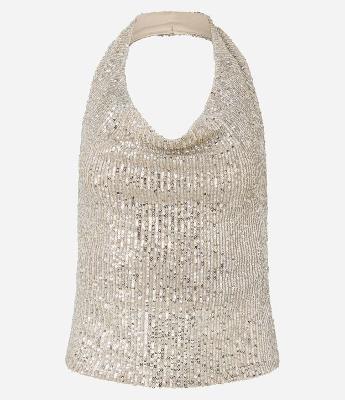 Blusa Frente Única em Paetê com Decote Degagê