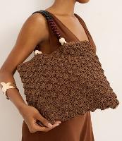 Bolsa de Praia em Palha com Bolinhas de Madeira nas Alças - 1