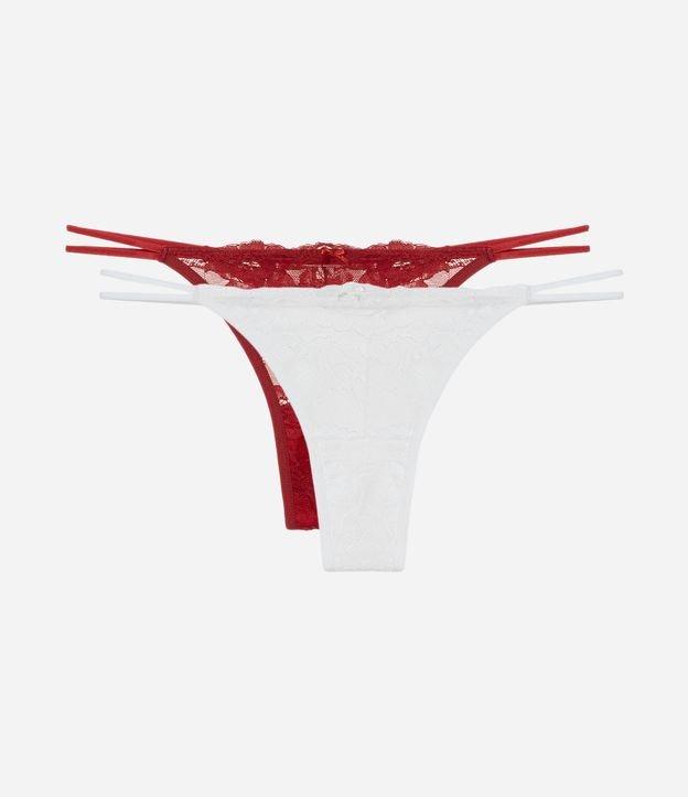 Kit 02 Calcinhas String Fio em Renda Floral com Lateral Dupla - 1