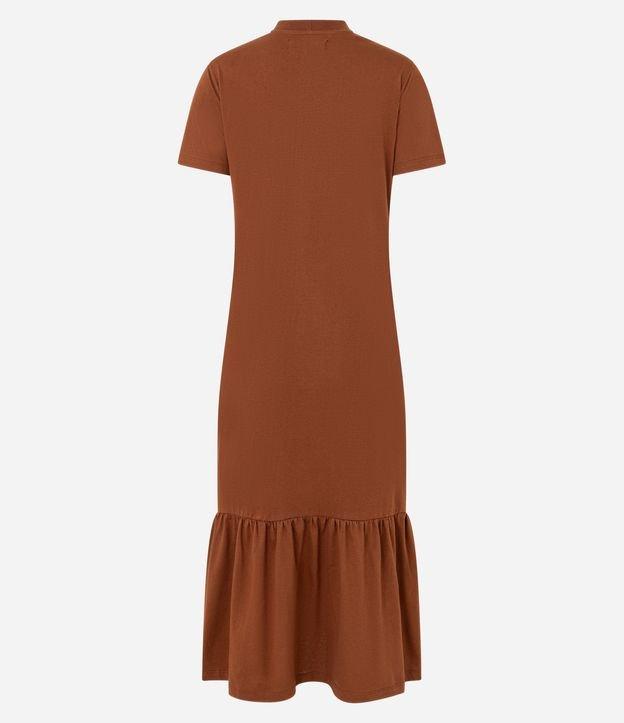 Vestido T-shirt Long Midi  com Estampa de Paraíso com Babados na Barra - 1