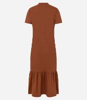 Vestido T-shirt Long Midi  com Estampa de Paraíso com Babados na Barra - 1