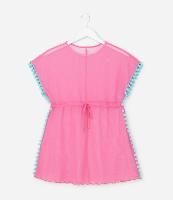 Saída de Praia Infantil em Tule com Mini Pompos - Tam 3 ao 16 - 1