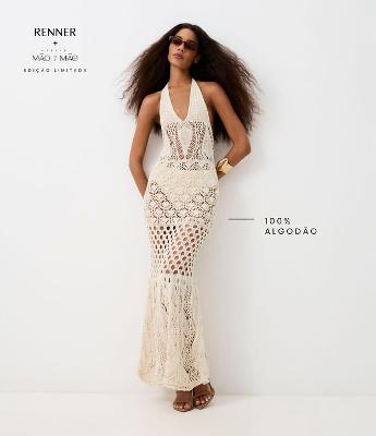 Saída de Praia Vestido Longo de Frente Única em Tricô