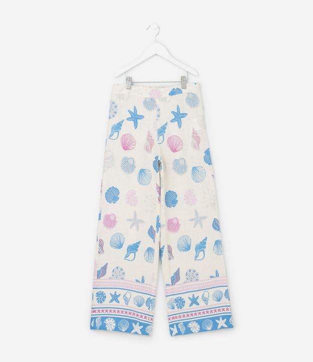 Calça Infantil Wide LEg em Viscolinho com Estampa de Conchas - Tam 5 a 14 Anos - 1