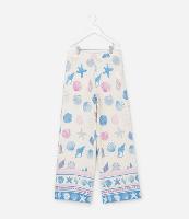 Calça Infantil Wide LEg em Viscolinho com Estampa de Conchas - Tam 5 a 14 Anos - 1