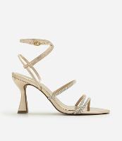 Sandália com Tiras Finas de Strass e Bico Fino - 1