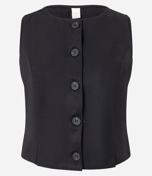 Colete Curto Alfaiatado com Botões e Fendas - 1